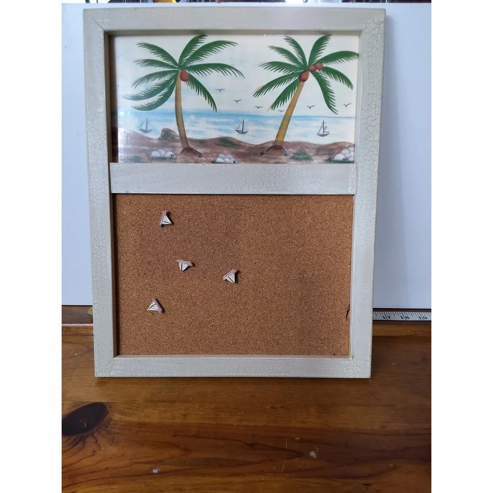 Vintage Beach Themed Cork Board. Approx. 17